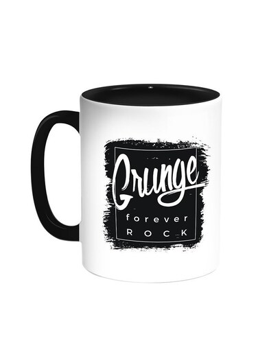 Grunge Forever Rock Printed Coffee Mug Black/White 11ounce