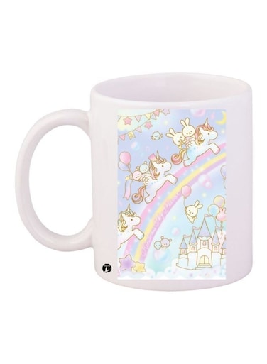 Unicorns Printed Coffee Mug White/Blue/Pink 11ounce