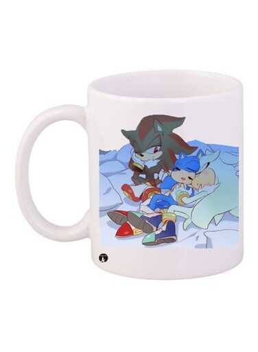 Cartoon Printed Coffee Mug White/Blue/Red 11ounce
