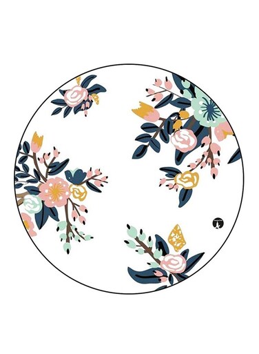 Flowers Printed Fridge Magnet Round Multicolour