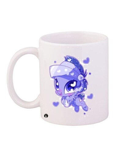 Cartoon Printed Coffee Mug White/Purple/Blue 11ounce