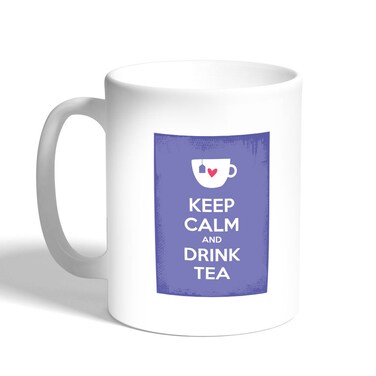 Keep Calm And Drink Tea Printed Coffee Mug, White 11 Ounce