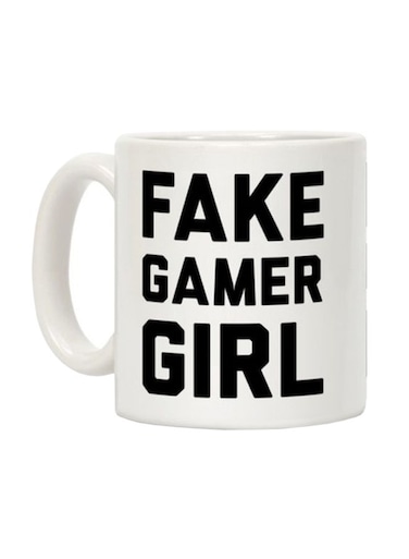 Fake Gamer Girl Printed Coffee Mug White