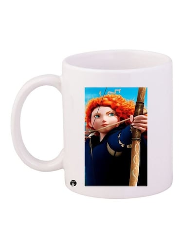 Cartoon Character Printed Coffee Mug White/Blue/Brown 11ounce