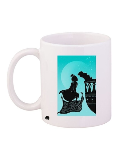 Aladdin Printed Coffee Mug White/Blue/Black 11ounce