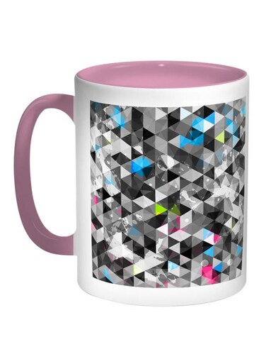 Artistic Printed Coffee Mug Pink/White/Black 11ounce