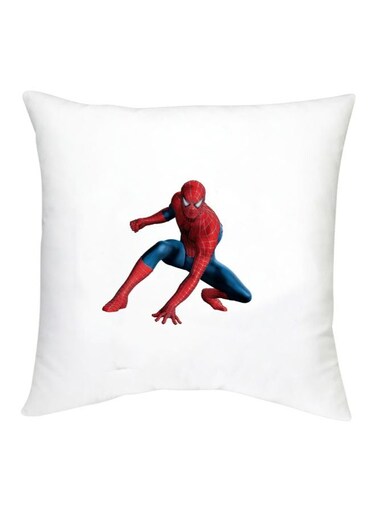 Spider Man Printed Decorative Cushion White/Blue/Red 16x16inch