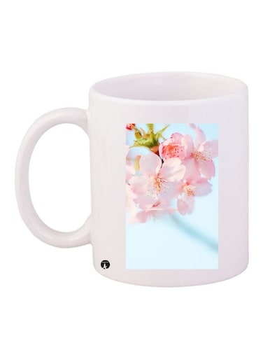 Flower Printed Coffee Mug White/Pink/Blue