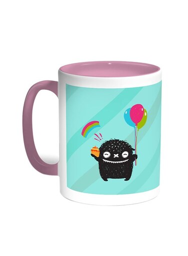 Cartoon Drawing - The Joy Of Eid Printed Coffee Mug Pink/White 11ounce