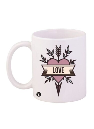Phrases Love Printed Mug White/Pink/Black 12ounce
