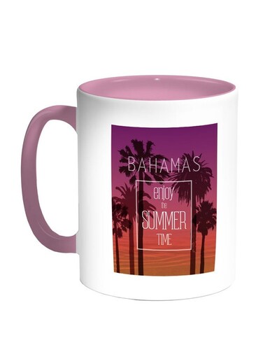 Enjoy The Summer Time Printed Coffee Mug Pink/White/Purple 11ounce