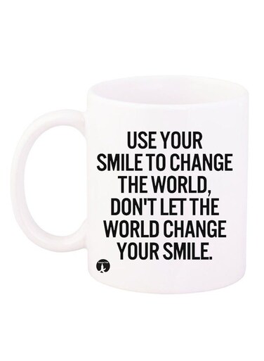 Quote Printed Coffee Mug White/Black 12ounce