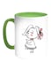 Cartoon Drawings - Rabbits Printed Coffee Mug White/Green 11ounce