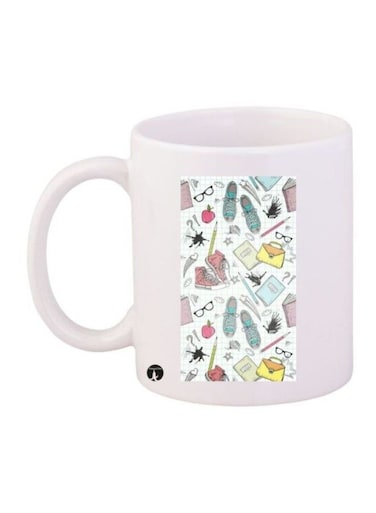Printed Coffee And Tea Mug White/Black/Blue