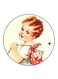 Girl Printed Fridge Magnet Round Multicolour