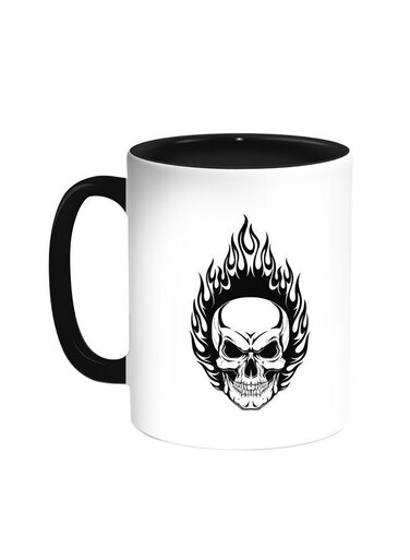 Skull Shape Printed Coffee Mug Black/White 11ounce