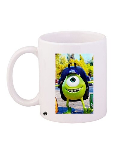Cartoon Printed Coffee Mug White/Green/Blue 11ounce