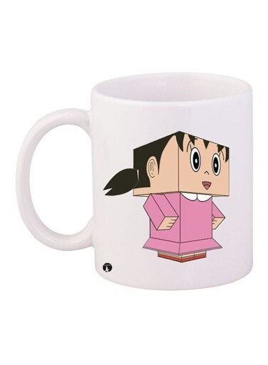 Cartoon Printed Coffee Mug White/Pink/Beige 11ounce