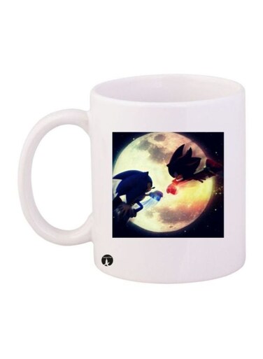Sonic Game Printed Coffee Mug White/Blue/Beige