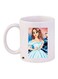 Woman Printed Ceramic Coffee Mug White/Blue/Beige 11ounce