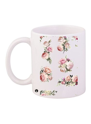 Rose Printed Coffee Mug White/Pink/Green
