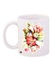 Flower Printed Coffee Mug White/Red/Green 11ounce