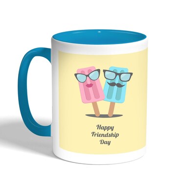 Happy Friendship Day Printed Coffee Mug, Turquoise 11 Ounce