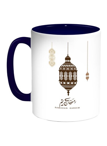 Ramadan Kareem Printed Coffee Mug Blue/White/Brown