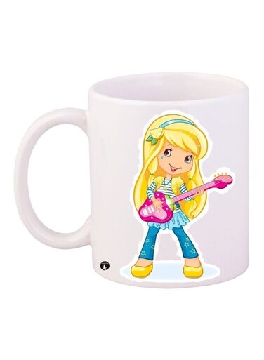 Cartoon Printed Coffee Mug White/Yellow/Blue 11ounce