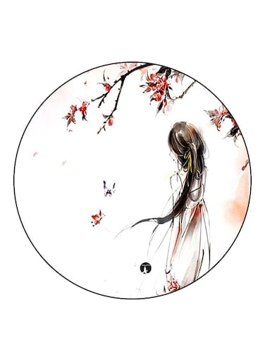 Girl Printed Fridge Magnet White/Beige/Black 5.5cm