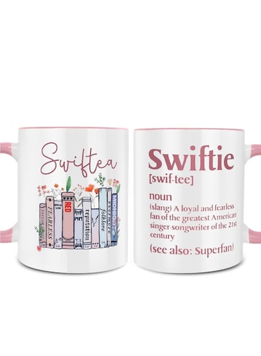 American Singer Coffee Mug - Double Side Printed T. Swizzle Coffee Mug - 11 Ounce Pink Rim and Interior- Gifts for Singer Fans - Novelty Coffee Mug