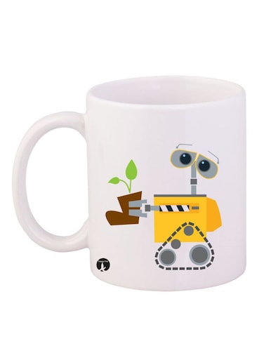 Printed Mug White/Yellow/Brown 12ounce