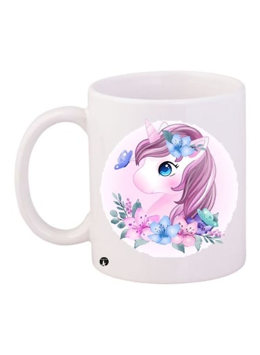 Unicorn Printed Coffee Mug White/Pink/Blue 11ounce