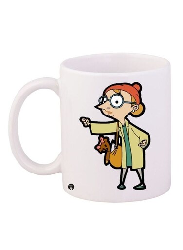 Irma Gobb Printed Ceramic Coffee Mug White/Brown/Green 11ounce