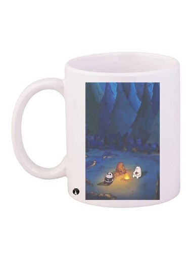 Cartoon Printed Coffee Mug White/Blue/Yellow 11ounce