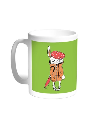 Cartoon Drawing - Rabbit Printed Coffee Mug White 11ounce
