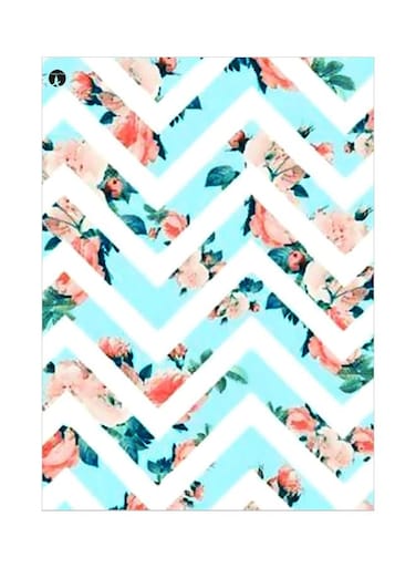 Flower Patterned Metallic Plate White/Blue/Pink 20x15cm