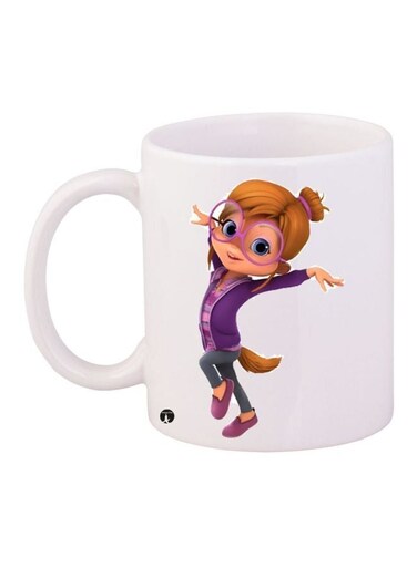 Chipmunks Cartoon Printed Coffee Mug White/Purple/Brown 11ounce