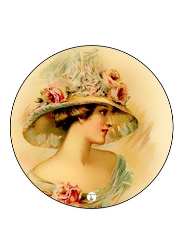 Vintage Art Printed Fridge Magnet Round Multicolour