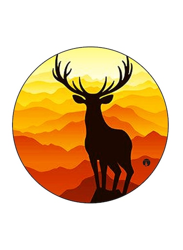 Animal Art Printed Fridge Magnet Black/Orange/Yellow 5.5 x 5.5cm