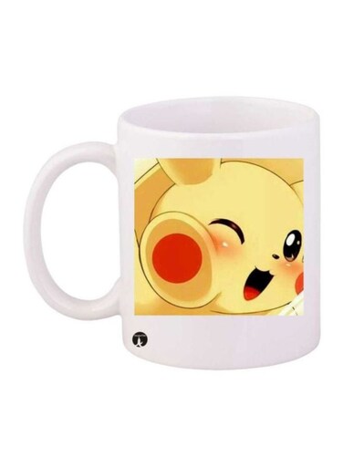 Durable Heat-Resistant Thick Wall Designed Ergonomic Handled Pokemon Printed Mug White/Yellow/Red 11ounce