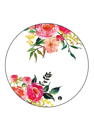 Flowers Printed Fridge Magnet Round Multicolour