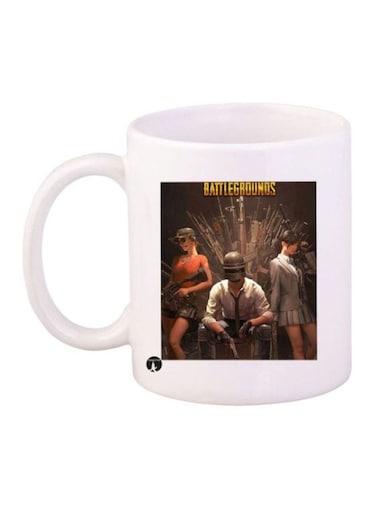 PUBG Printed Coffee Mug White/Brown/Grey