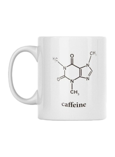 Caffeine Word Printed Coffee Mug White/Black 350ml