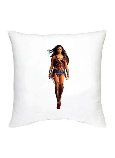 Wonder Woman Printed Decorative Cushion White/Beige/Brown 16x16inch