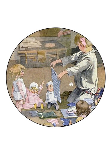 Vintage Art Printed Fridge Magnet Round Multicolour