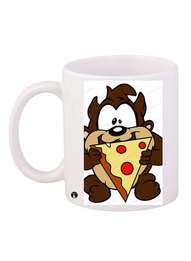 Tasmanian Devil Printed Coffee Mug White/Brown/Yellow