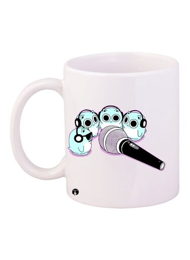 Cartoon Printed Coffee Mug White/Black/Blue 11ounce