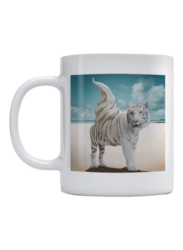 Tiger Printed Mug White/Blue