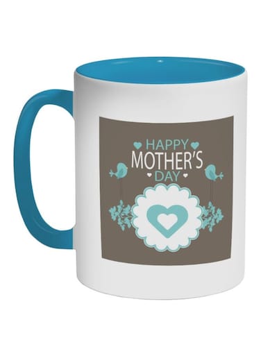 Happy Mother's Day Printed Coffee Mug Blue/White/Grey 325ml